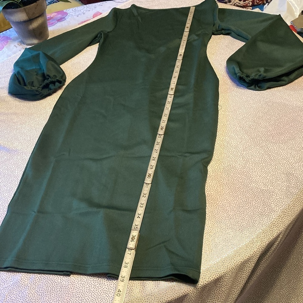 SHEIN Privé Solid Lantern Sleeve Bodycon Dress size S new without tag - Picture 10 of 16